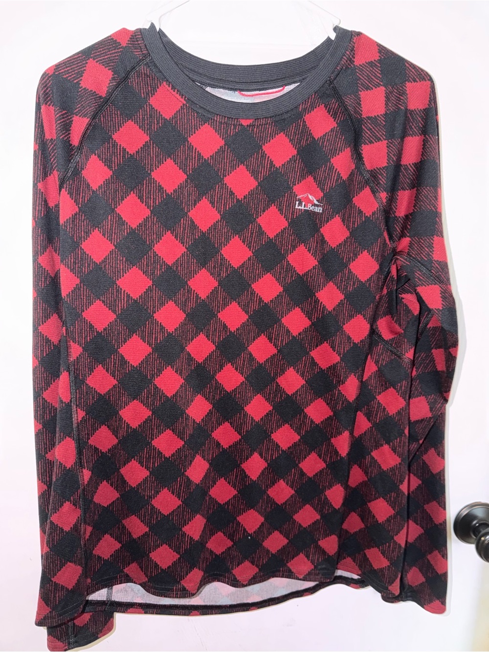 L.L. Bean Red and Black Buffalo Plaid Long-Sleeve Tee